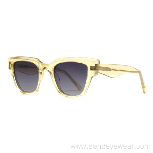 Women UV400 Bevel Polarized Shades Acetate Sunglasses